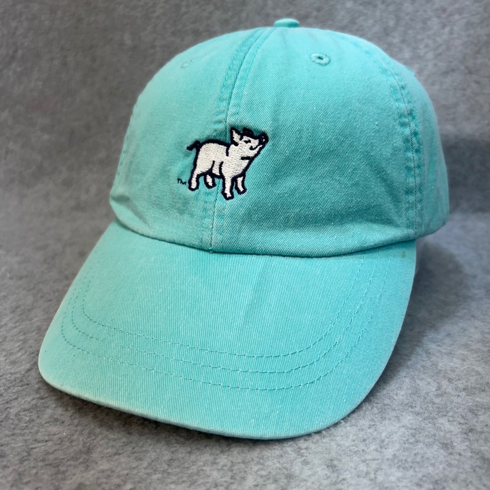 Embroidered Pig Unisex Turquoise Adams Baseball Hat Leather Strapback OSFA